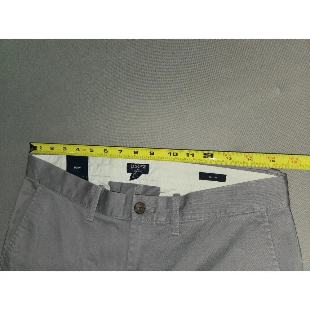 J.Crew Flex Chino Pants Men Slim Fit Grey Size 30x32 Stretch Cotton Flat Front